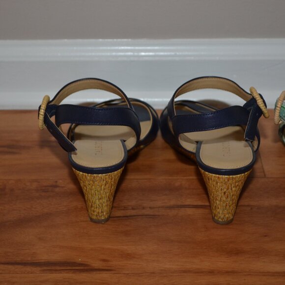 Talbots LOT of 2 Royce Canvas Palm & Vachetta Leather Wedge Sandals, sz 8M - Picture 6 of 11